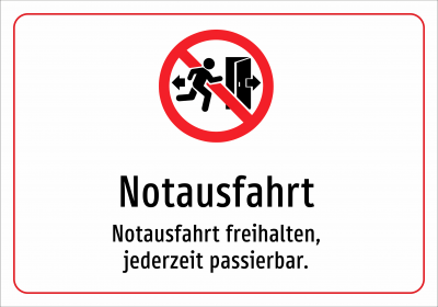 Notausfahrt - Notausfahrt freihalten, jederzeit passierbar.