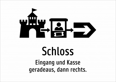 Schloss - Eingang und Kasse geradeaus, dann rechts.