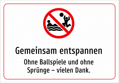 Gemeinsam entspannen - Ohne Ballspiele und ohne Sprünge – vielen Dank.