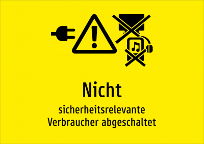 Nicht - sicherheitsrelevante Verbraucher abgeschaltet