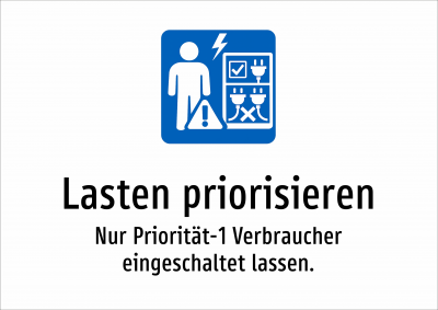 Lasten priorisieren - Nur Priorität-1 Verbraucher eingeschaltet lassen.