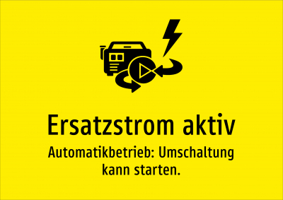 Ersatzstrom aktiv - Automatikbetrieb: Umschaltung kann starten.