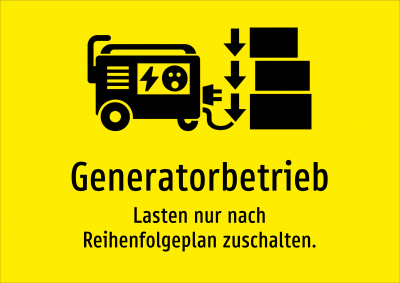 Generatorbetrieb - Lasten nur nach Reihenfolgeplan zuschalten.
