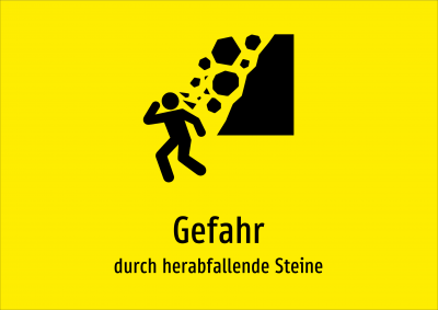 Gefahr - durch herabfallende Steine