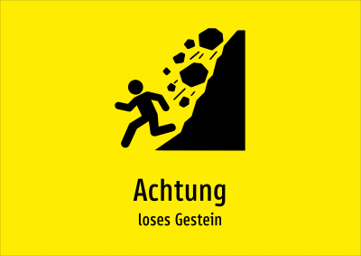 Achtung - loses Gestein