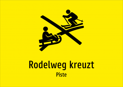 Rodelweg kreuzt - Piste