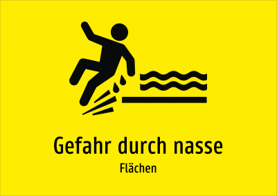Gefahr durch nasse - Flächen