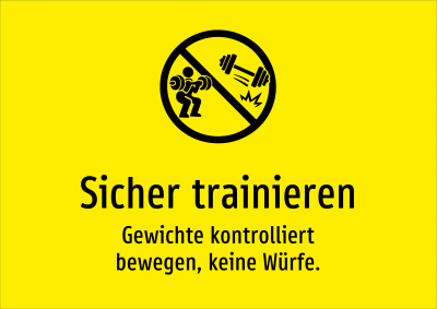 Sicher trainieren - Gewichte kontrolliert bewegen, keine Würfe.