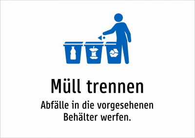Müll trennen - Abfälle in die vorgesehenen Behälter werfen.