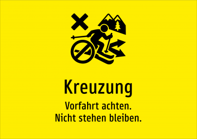 Kreuzung - Vorfahrt achten. Nicht stehen bleiben.
