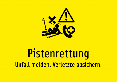 Pistenrettung - Unfall melden. Verletzte absichern.