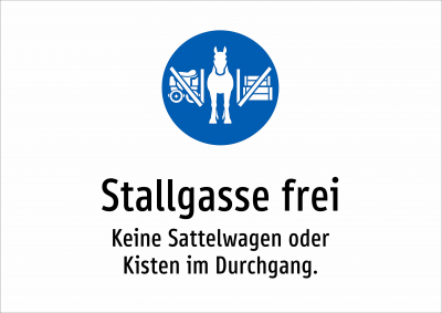 Stallgasse frei - Keine Sattelwagen oder Kisten im Durchgang.
