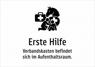 Erste Hilfe - Verbandskasten befindet sich im Aufenthaltsraum.