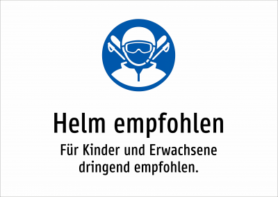 Helm empfohlen - Für Kinder und Erwachsene dringend empfohlen.