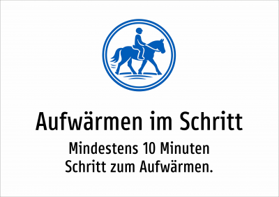 Aufwärmen im Schritt - Mindestens 10 Minuten Schritt zum Aufwärmen.