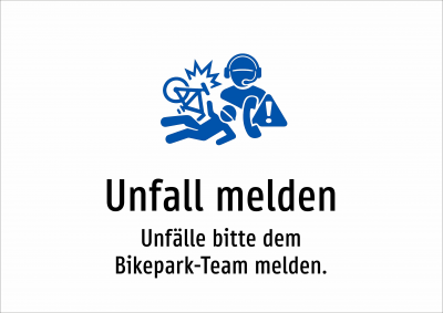 Unfall melden - Unfälle bitte dem Bikepark-Team melden.