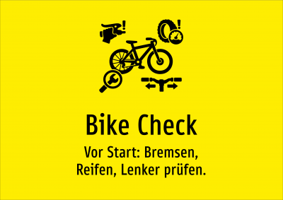 Bike Check - Vor Start: Bremsen, Reifen, Lenker prüfen.