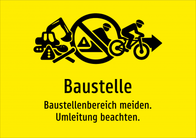 Baustelle - Baustellenbereich meiden. Umleitung beachten.