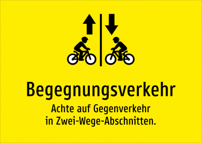 Begegnungsverkehr - Achte auf Gegenverkehr in Zwei-Wege-Abschnitten.