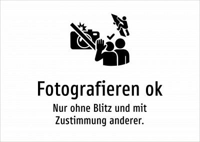 Fotografieren ok - Nur ohne Blitz und mit Zustimmung anderer.