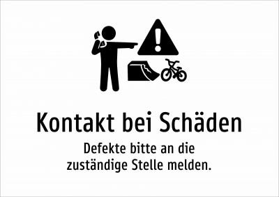 Kontakt bei Schäden - Defekte bitte an die zuständige Stelle melden.