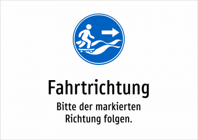 Fahrtrichtung - Bitte der markierten Richtung folgen.