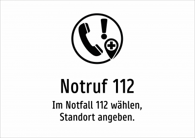Notruf 112 - Im Notfall 112 wählen, Standort angeben.