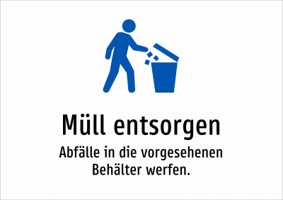 Müll entsorgen - Abfälle in die vorgesehenen Behälter werfen.