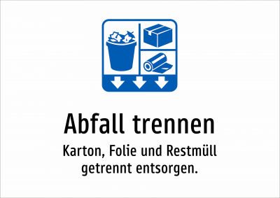 Abfall trennen - Karton, Folie und Restmüll getrennt entsorgen.