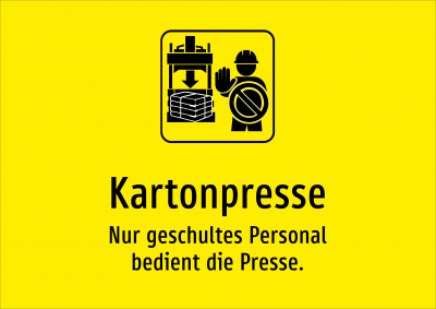 Kartonpresse - Nur geschultes Personal bedient die Presse.