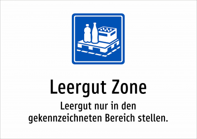 Leergut Zone - Leergut nur in den gekennzeichneten Bereich stellen.
