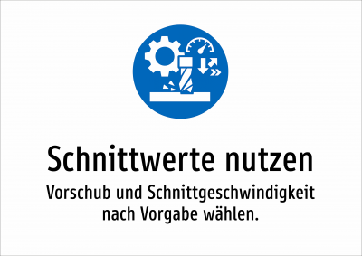 Schnittwerte nutzen - Vorschub und Schnittgeschwindigkeit nach Vorgabe wählen.