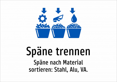 Späne trennen - Späne nach Material sortieren: Stahl, Alu, VA.