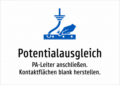 Potentialausgleich - PA-Leiter anschließen. Kontaktflächen blank herstellen.