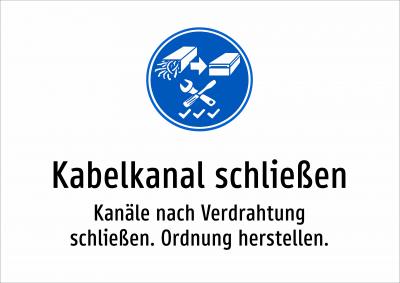 Kabelkanal schließen - Kanäle nach Verdrahtung schließen. Ordnung herstellen.