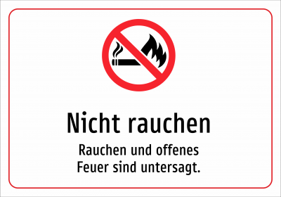 Nicht rauchen - Rauchen und offenes Feuer sind untersagt.