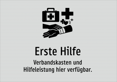 Erste Hilfe - Verbandskasten und Hilfeleistung hier verfügbar.