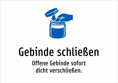 Gebinde schließen - Offene Gebinde sofort dicht verschließen.