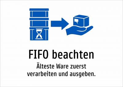 FIFO beachten - Älteste Ware zuerst verarbeiten und ausgeben.