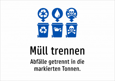 Müll trennen - Abfälle getrennt in die markierten Tonnen.