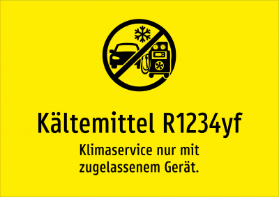 Kältemittel R1234yf - Klimaservice nur mit zugelassenem Gerät.