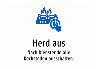 Herd aus - Nach Dienstende alle Kochstellen ausschalten.
