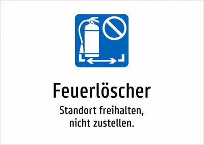 Feuerlöscher - Standort freihalten, nicht zustellen.