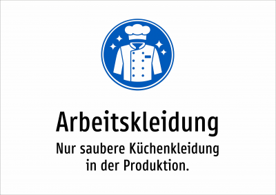 Arbeitskleidung - Nur saubere Küchenkleidung in der Produktion.