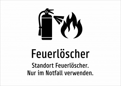 Feuerlöscher - Standort Feuerlöscher. Nur im Notfall verwenden.
