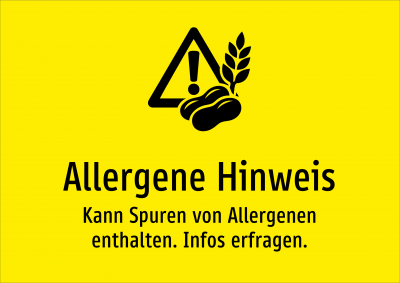 Allergene Hinweis - Kann Spuren von Allergenen enthalten. Infos erfragen.
