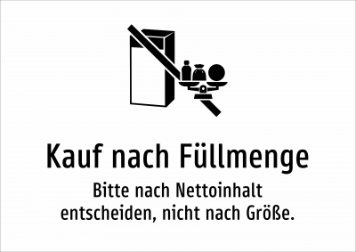 Kauf nach Füllmenge - Bitte nach Nettoinhalt entscheiden, nicht nach Größe.