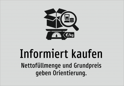 Informiert kaufen - Nettofüllmenge und Grundpreis geben Orientierung.