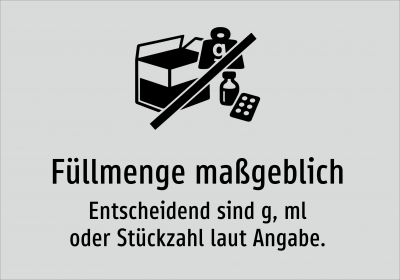 Füllmenge maßgeblich - Entscheidend sind g, ml oder Stückzahl laut Angabe.