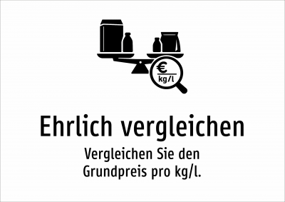 Ehrlich vergleichen - Vergleichen Sie den Grundpreis pro kg/l.